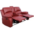 thumbnail image 1 of Bonded Leather Reclining Sofa Set, Loveseat with Storage, Red, Manual Recline, Living Room, 1 of 12