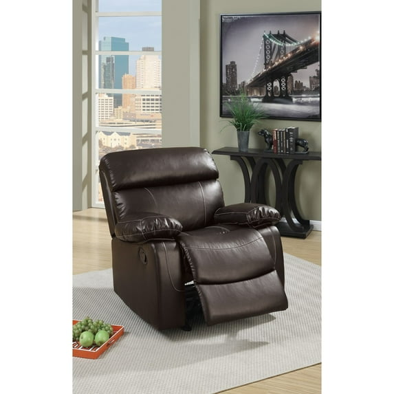Bonded Leather Rocker Recliner In Espresso Brown