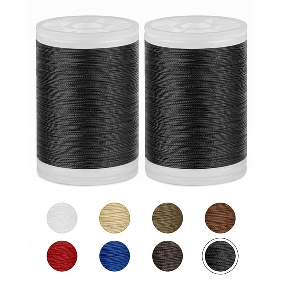 Bonded Nylon 6.6 Thread 330 Yards, Extra Strong Upholstery Sewing Thread for Heavy Fabrics Leather Craft Machine Quilting, 2 Spools, Black