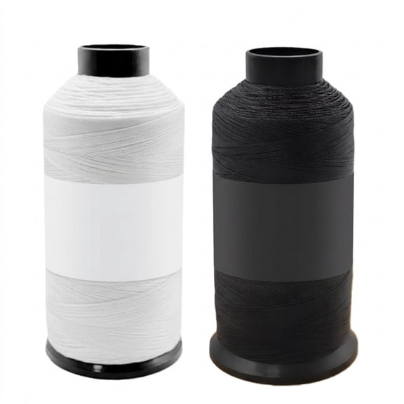 Bonded Nylon Thread, Heavy Duty Sewing Thread 69 for Leather, Canvas, Denim, Upholstery, Outdoor Gear, Marine, and DIY Crafts, Extra Strong Black and White Thread 4oz 1500yds Each