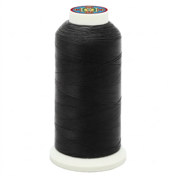 Bonded Nylon Thread Size 69, Heavy Duty Sewing Thread for Upholstery, Canvas, Leather, Marine, Outdoor Gear, Quilting, T70 Black 1500 Yards