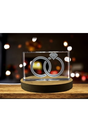 Bonded Wedding Rings 3D Engraved Crystal 3D Engraved Crystal Keepsake/Gift/Decor/Collectible/Souvenir