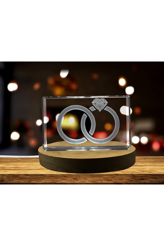 Bonded Wedding Rings 3D Engraved Crystal 3D Engraved Crystal Keepsake/Gift/Decor/Collectible/Souvenir