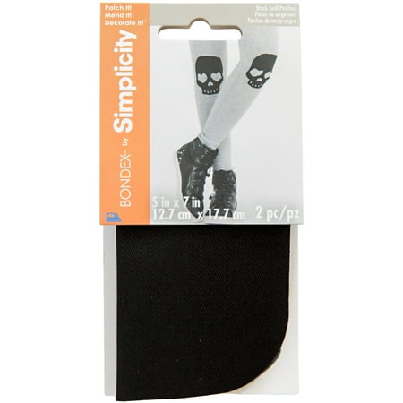 Bondex Black 5"x7" Twill Iron-On Patches, 2 Pieces