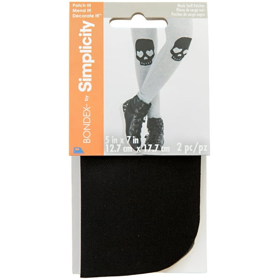 Bondex Black 5"x7" Twill Iron-On Patches, 2 Pieces