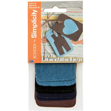 Bondex Dark Blue Denim 2"x3" Fabric Iron-On Patches, 8 Pieces