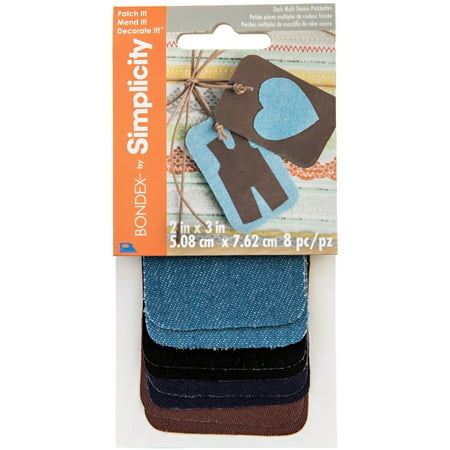 Bondex Dark Blue Denim 2"x3" Fabric Iron-On Patches, 8 Pieces