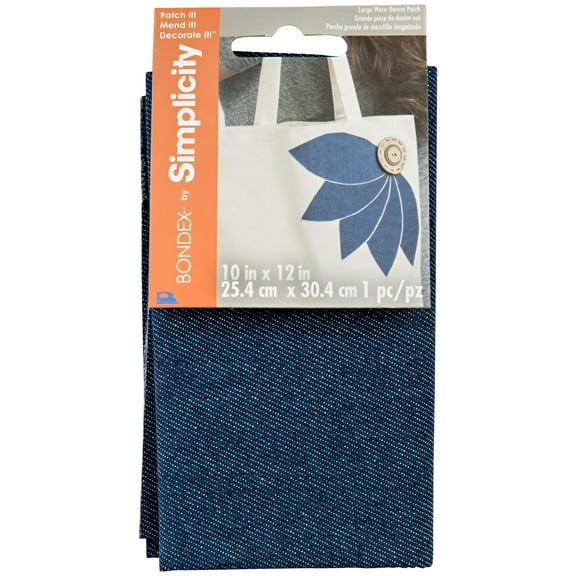 Bondex Fabric Iron-On Patches, Giant Worn Denim Blue 10" x 12" Iron-On Patch