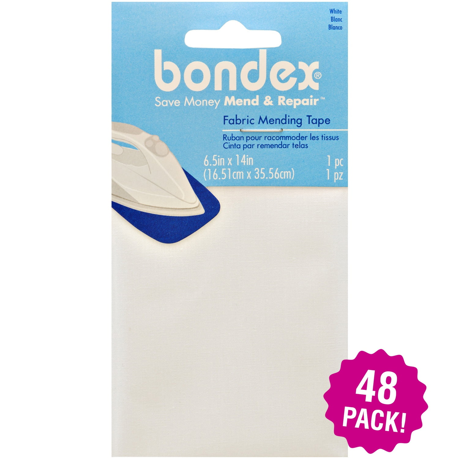 Bondex IronOn Mending Fabric 6.5"X14", Multipack of 48