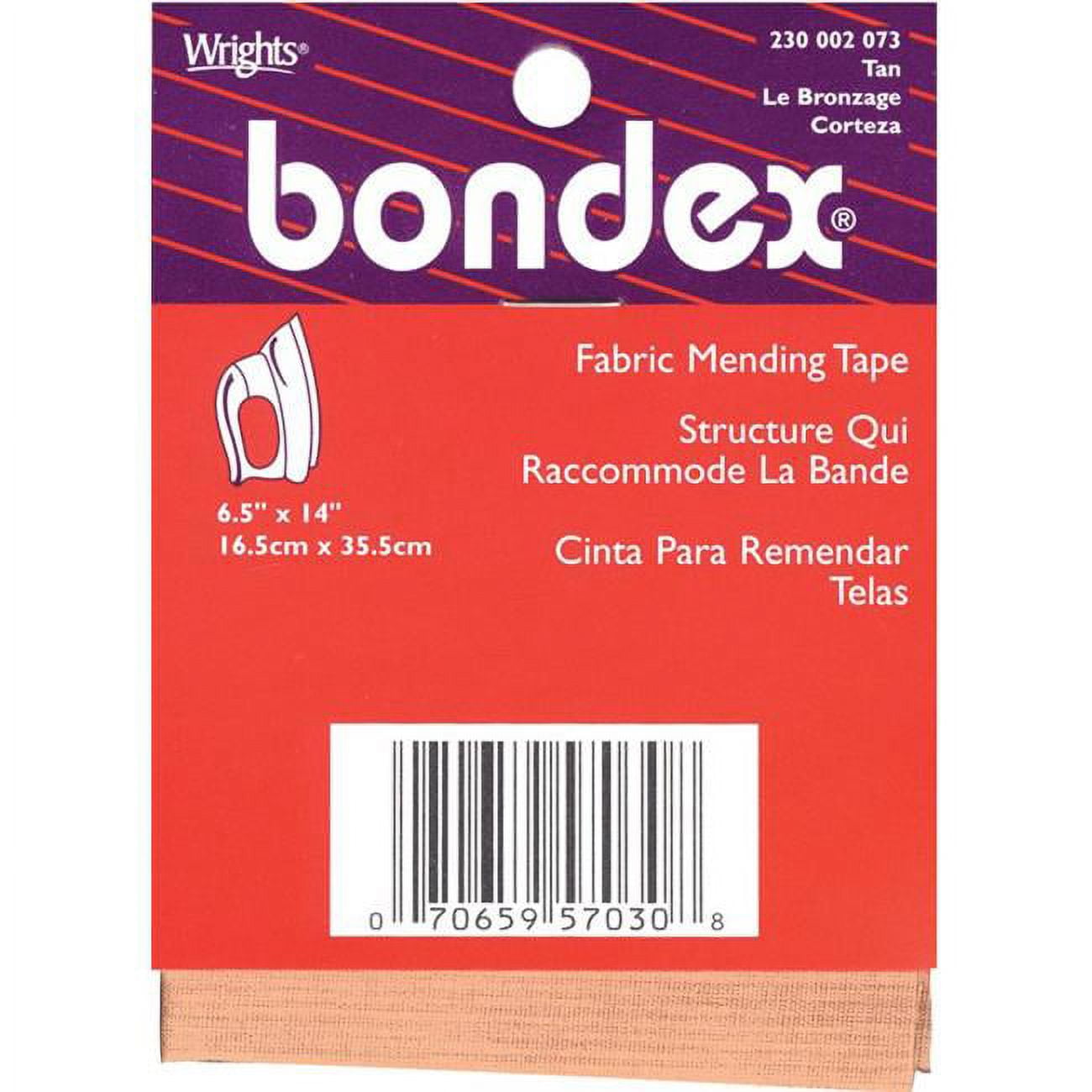 Bondex IronOn Mending Fabric 6.5"X14"Tan