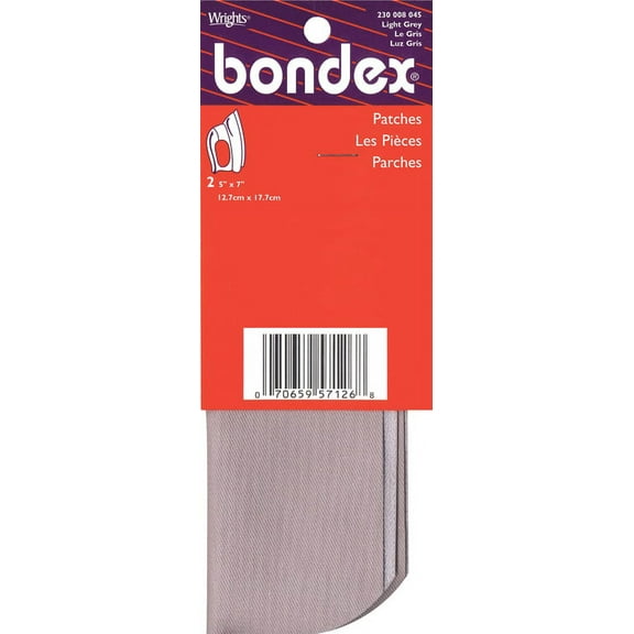 Bondex Iron-On Patches 5"X7" 2/Pkg-Light Gray