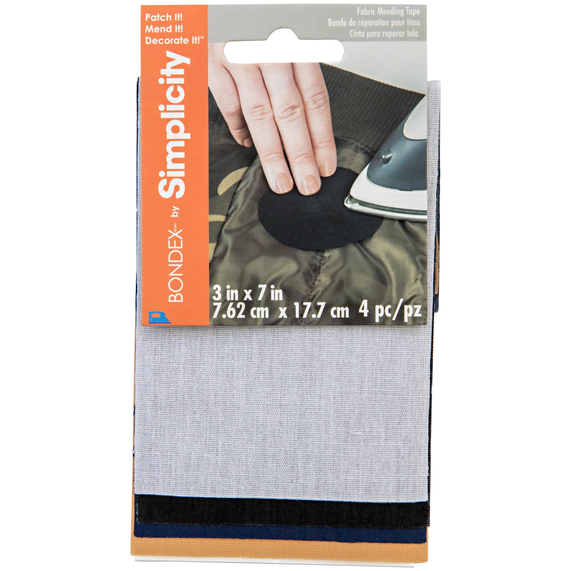 Bondex MultiColor 3"x7" Fabric Mending Tape, 4 Pieces