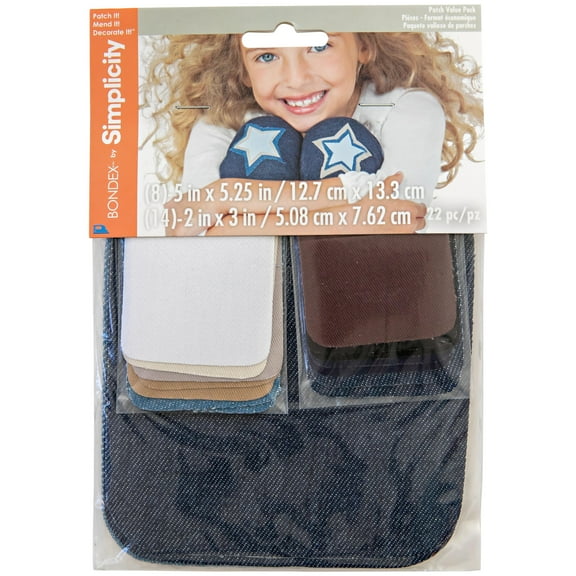 Bondex Multi-Color Value Pack Fabric Iron-On Patches and Other Items, 22 Pieces