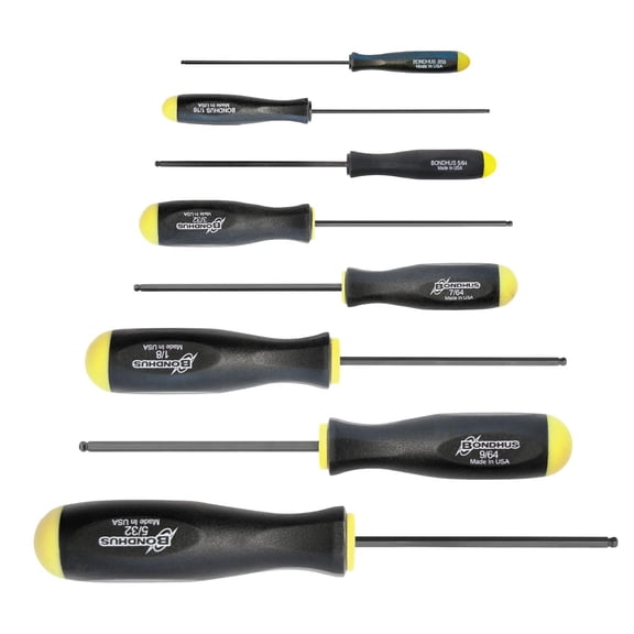 Bondhus 10632 Balldriver SAE Hex Ball End Screwdriver Set (.050"5/32", 6 Piece) ProTanium Steel, ComfortGrip Handles