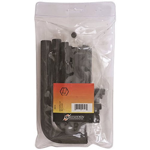 Bondhus 12399 Hex Tip Key L Wrench Set with ProGuard Finish and Short Arm in Pouch of Sizes 1.5 - 10mm, 9 Piece