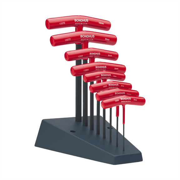 Bondhus 13389 8-Piece Graduated Metric Hex T-Handle Wrench Set with Stand