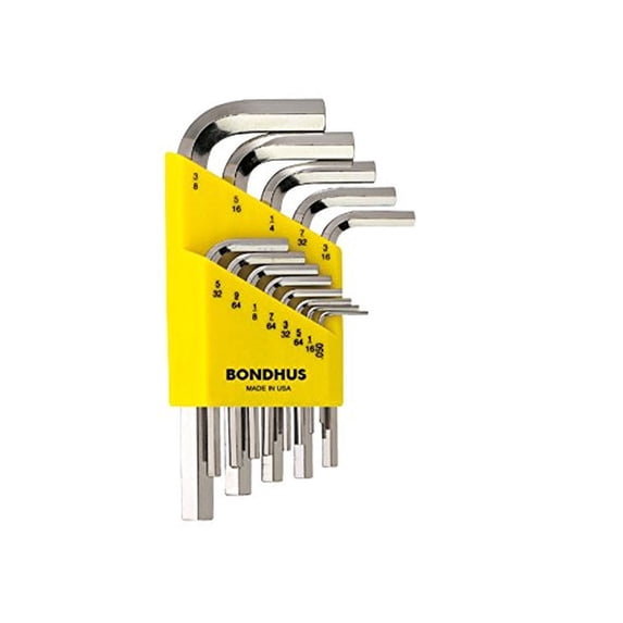 Bondhus 16237 Set of 13 Hex L-wrenches w/BriteGuard,Short,sizes .050-3/8"