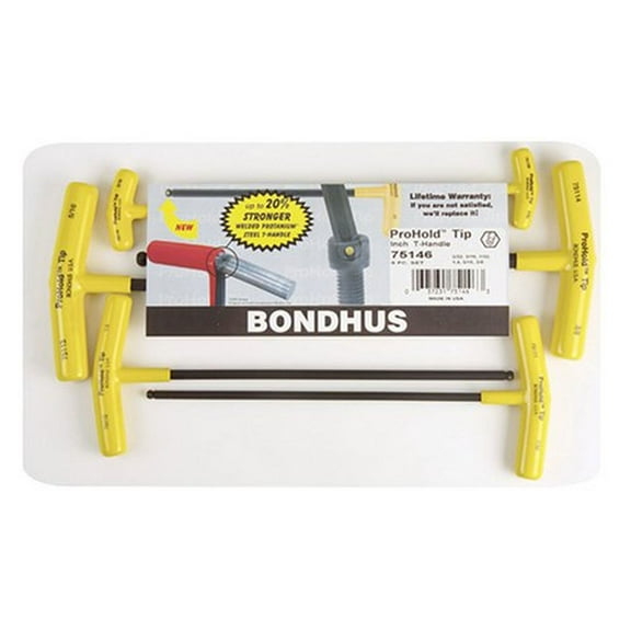 Bondhus 75146 Set of 6 Balldriver T-handles w/ProHold Tip, sizes 5/32-3/8"