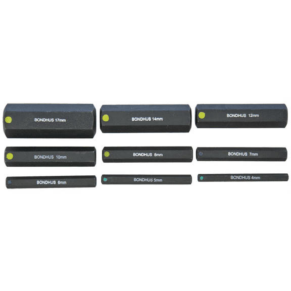 Bondhus Corp. 9pc ProHold(R) Metric Socket Hex Bit Set - 2" long