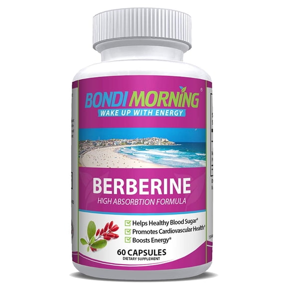 Bondi Morning Berberine HCL Supplement- High Potency 1200mg Per Serving for Blood Sugar Support - 60 Capsules