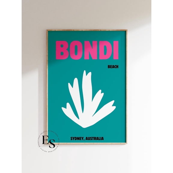 Bondi Travel Poster, Coastal Girly Dorm Art, Colorful Y2K Posters, Trendy Girly Art Wall Art, Modern Wall Decor, 16x24 UNFRAMED