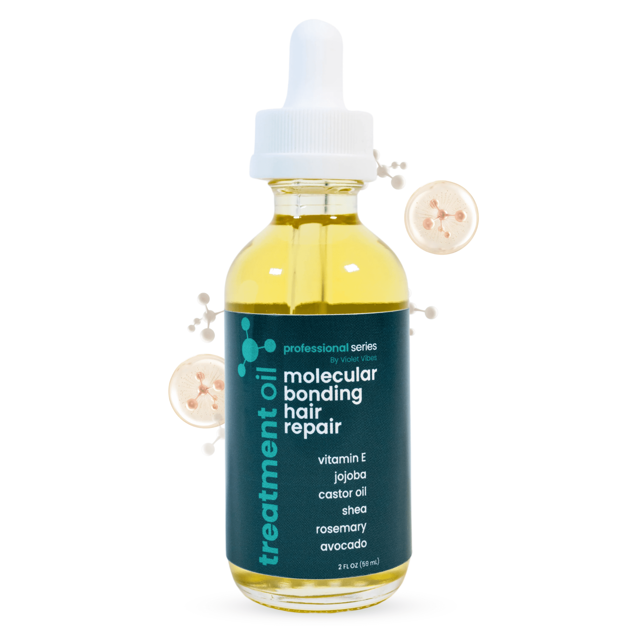 Violet Vibes Bonding Hair Repair & Scalp Oil for Women, 2 oz, Nourishing & Rejuvenating Serum, Infused with Castor Oil for Damaged Hair