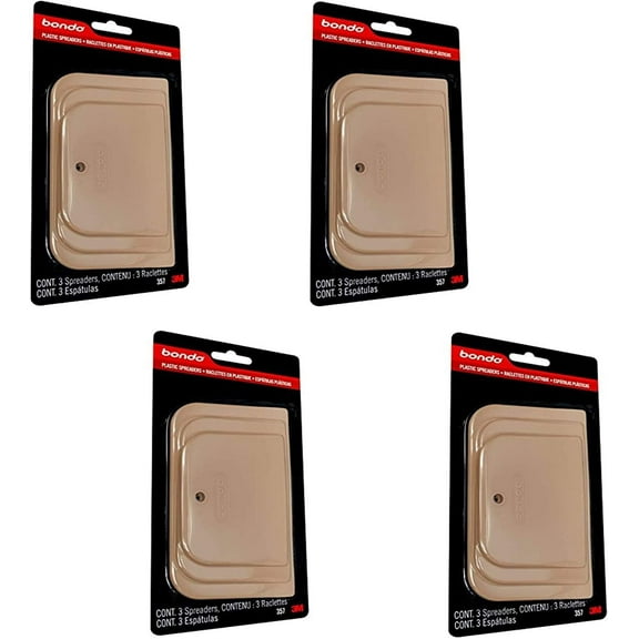 3M Bondo Plastic Spreader 357 - Automotive Body Filler Tool - 3 Piece, 4 Pack