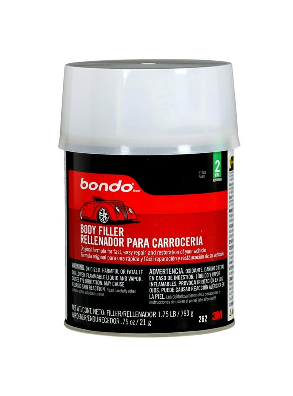 Bondo Body Filler, Original Formula for Fast, Easy Repair & Restoration of Your Vehicle, 1 lb. 12 oz with 0.75 oz Hardener