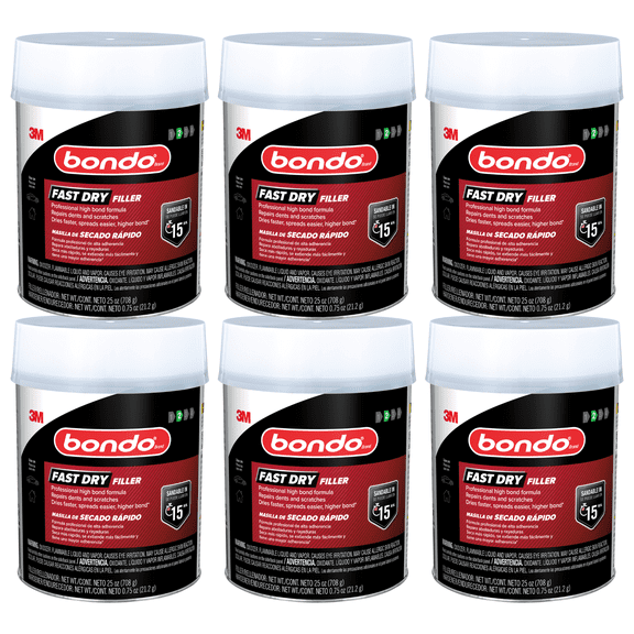 Bondo Professional Fast Dry Filler: 1 quart (Light Blue) [6-pack] FD-QT-ES