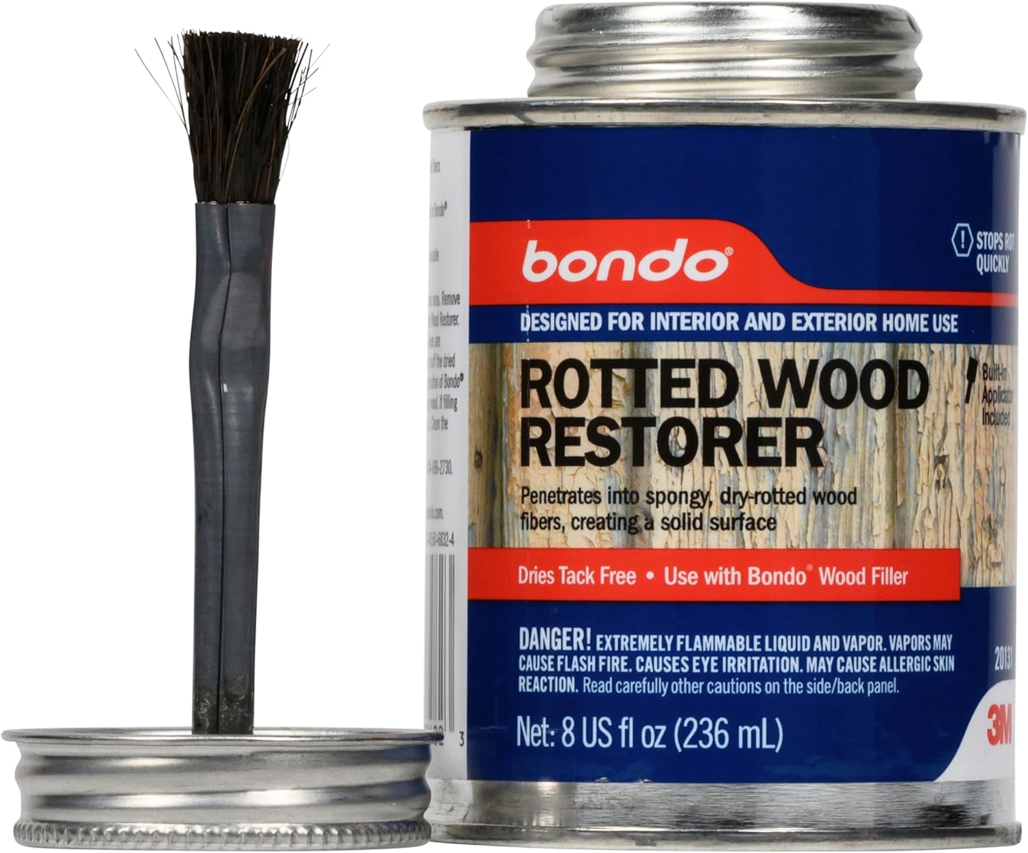 Bondo Rotted Wood Restorer, 8 fl oz., into Spongy, Dry
