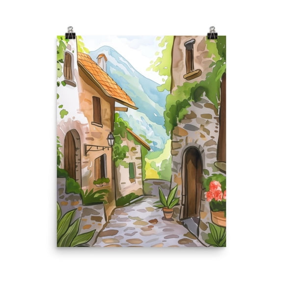 Bondone Italy Print, Rustic Mountain Village Art, Trentino Countryside Wall Decor, Lombardy Landscape Poster, European Travel Art Home Decor #3459, Unframed Canvas Size 8x12