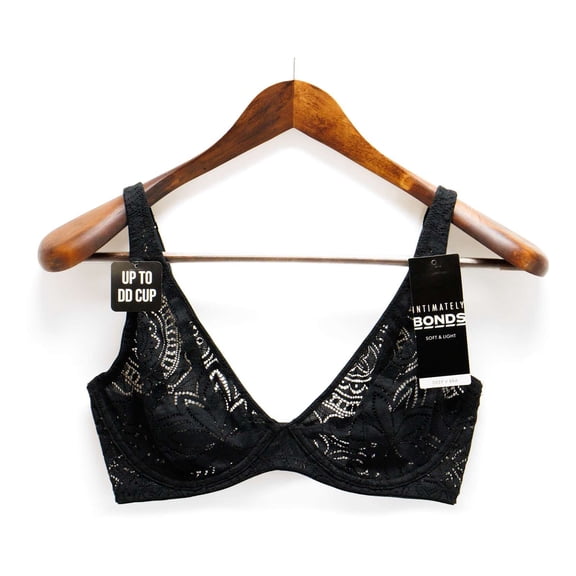 Bonds Women's Intimately Deep V Bra, Black,34C - US
