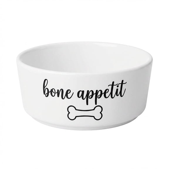 Bone Appetit Dog Bowl with Bone Design 6 Inch Pet Food Dish