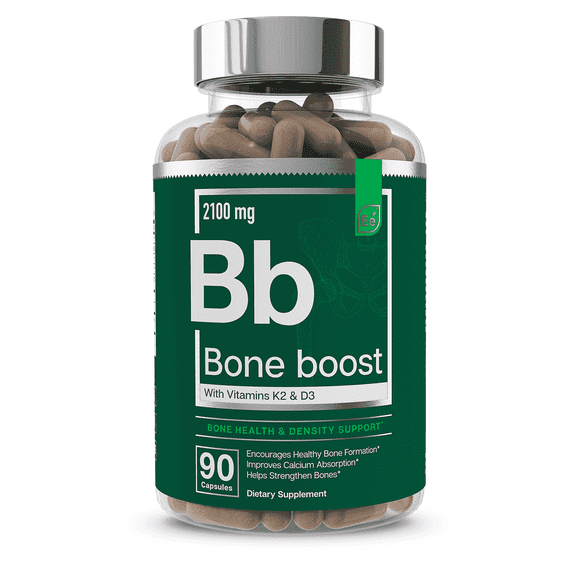 Essential Elements Bone Boost Calcium Supplement with Vitamin D3, K2 & Cissus Quadrangularis for Adults - Bone & Joint Strength | 90 Capsules