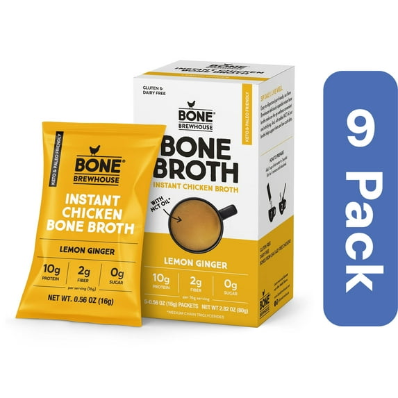 Bone Brewhouse Bone Broth Chicken Lemon Ginger 2.82 oz (Pack Of 9)