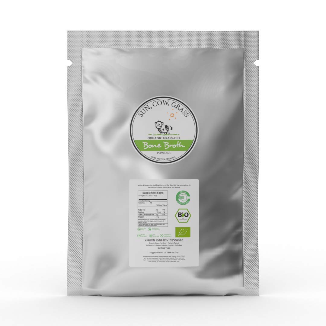 Bone Broth Gelatin Powder Gelling Type Pure Protein Organics 2 lb