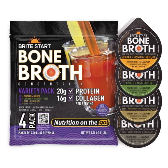 Brite Start Bone Broth Variety Flavors Shelf-Stable 4-Pack