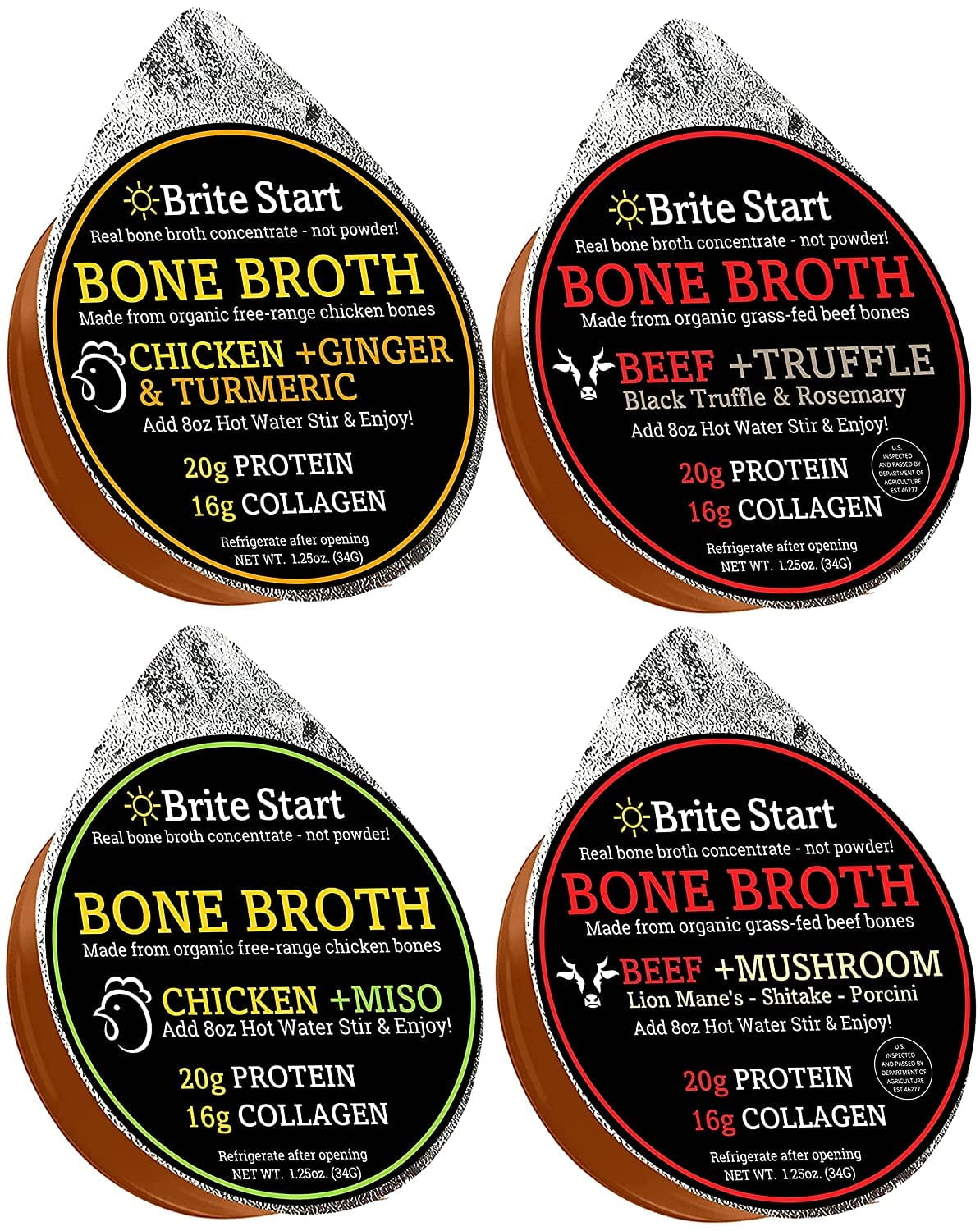 Bone Broth Variety Pack 12 Count Keto Friendly Concentrate with