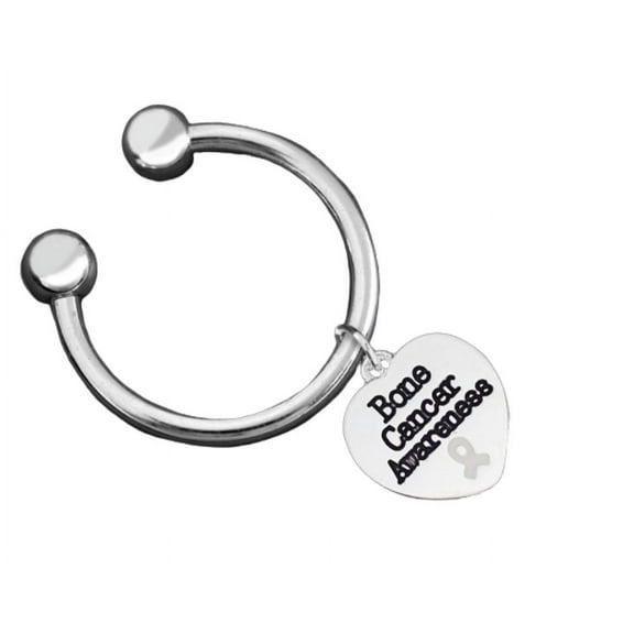 Bone Cancer Awareness Heart Charm Key Chains