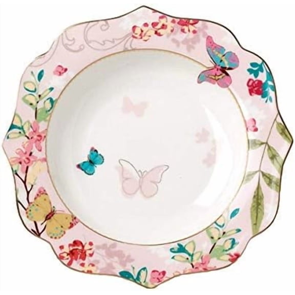Bone China Dessert Plate/Salad Plate Ceramic Plate for Breakfast Afternoon Tea- Butterfly Pattern (Pink (7.5inches Salad Plate))$$Home Decor, Kitchen, & Other
