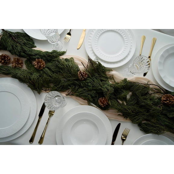 Bone China Dinner Plates, 10.5'' Ceramic Plates for Pasta, Salad, Dessert, Appetizer, Serving Dishes for Kitchen, Family Plates Set of 4, Microwave, Oven Dishwasher Safe, Embossed Patterns