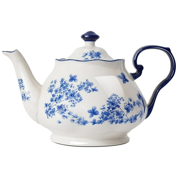 Bone China European Style Floral Ceramic Teapot - 45oz, Perfect for Tea Sets, Loose Tea, and Parties C91
