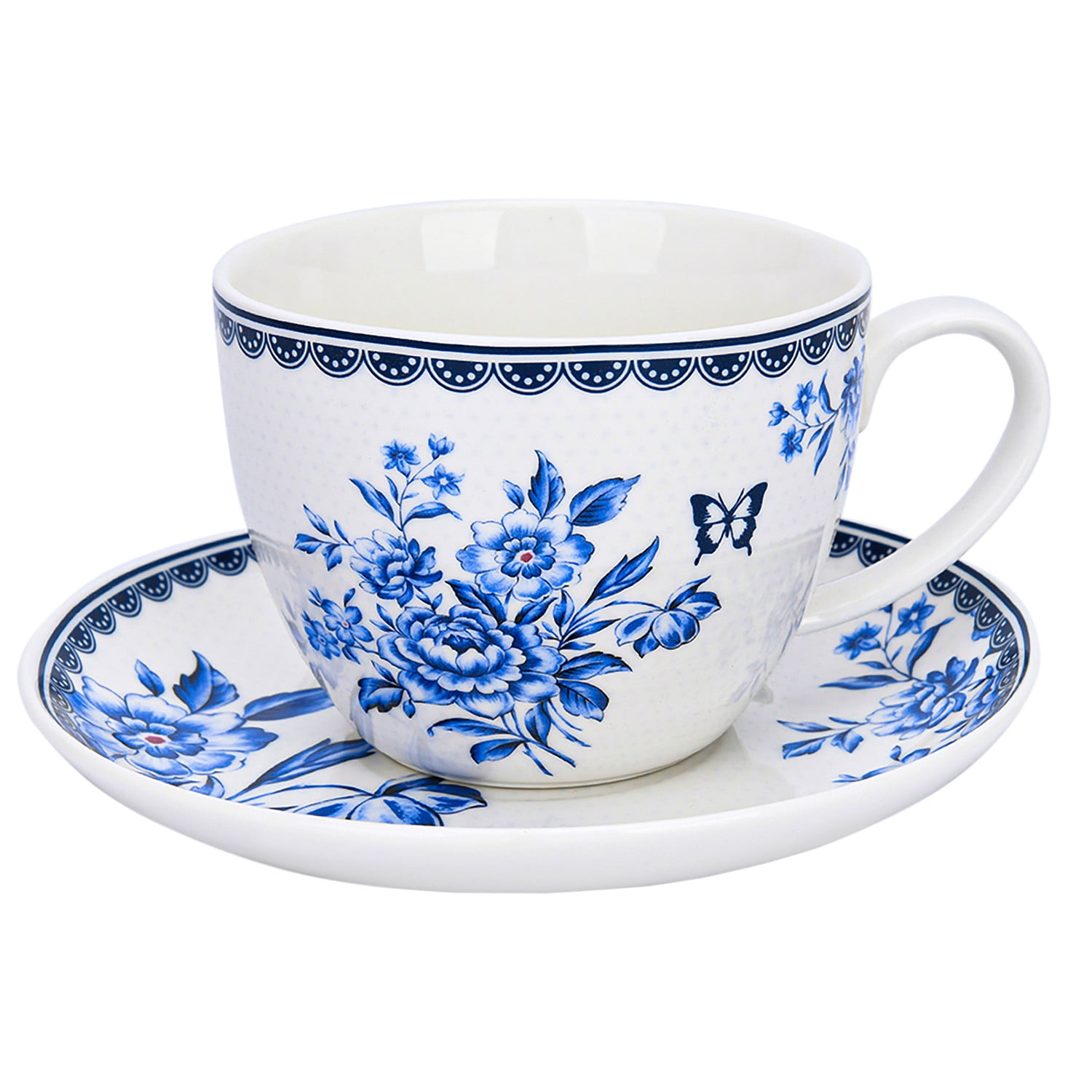 Vintage Indigo Floral Bone China Tea Cups with Jamaica Ubuy