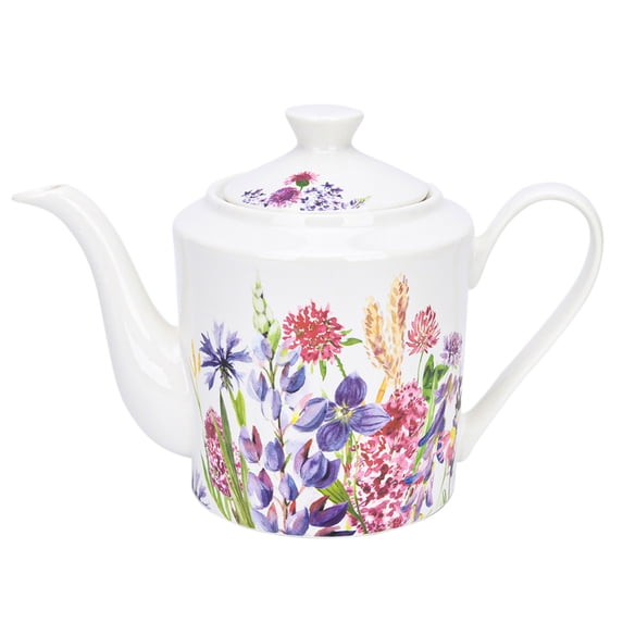 Bone China Teapot Floral Teapot 1.15-qt. (1.1 L) Lavender Meadow Tea Pot Tea Brewer for Tea or Coffee Tea Kettle Kitchen Tea Pot