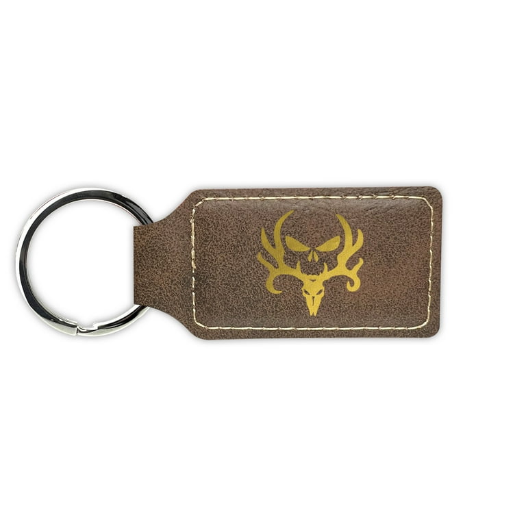 Bone Collector Deer Hunting Keychain Leatherette Rectangle - Laser