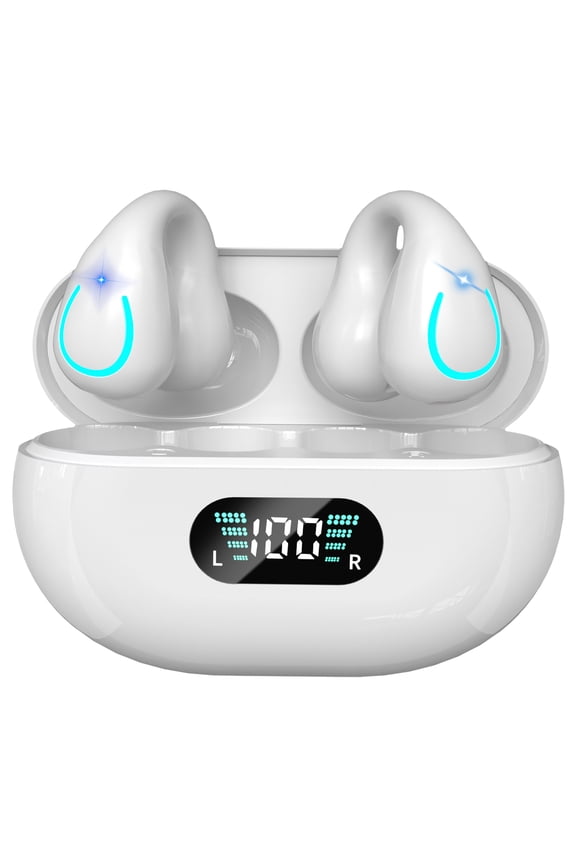Bone Conduction Earbuds Clip on Earbuds, Open Ear Earbuds Bluetooth 5.3 for Small Ear Canals, Button Control Mini Light-Weight Clip on Headphones for Sports Running Cycling Workout