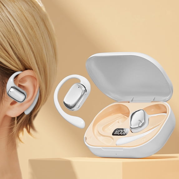Bone Conduction Earphones - 3.19x1.30x1.97in Bluetooth 5.4 Open Ear Headphones, Digital Display With Charging Case, 4H Playtime For Gym And Running, Non In Ear Hanging Design