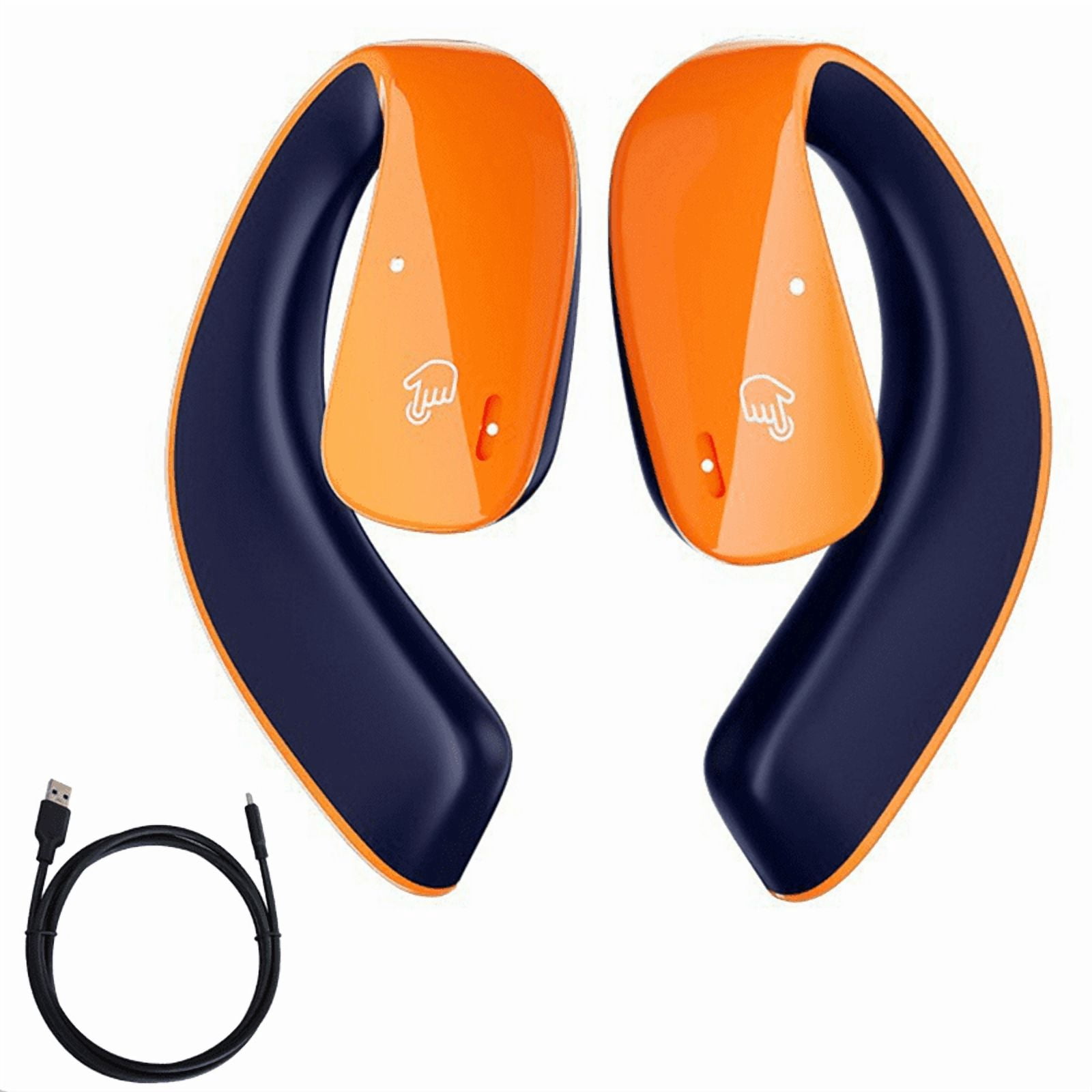 Bone Conduction Earphones 5.3 Earphones Bluetooth Wireless Sports Earbuds HiFi Stereo Waterproof Headphones,1 x Bone Conduction Earphones 1 x Charging Cable,Orange & Blue