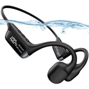 Bone Conduction Headphones with 32GB Built-in Storage,AILKIN Bluetooth 5.4 Headphones, IPX8 Waterproof Swimming Headphones for Running, Cycling, and Workout, Black