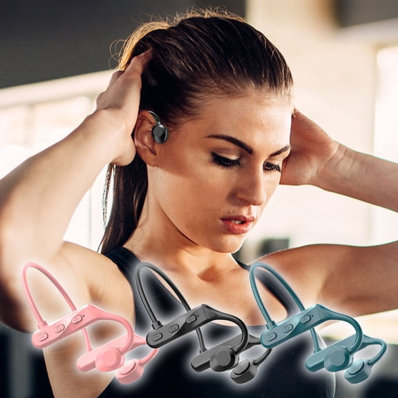 Bone Conduction Headphones Bluetooth 5.0 Open Ear Neckband Sports Business Headset, Memory Titanium Alloy 360° Bendable Frame 11H Play Built-In Mic Wireless Ear Hooks for Running Driving Office